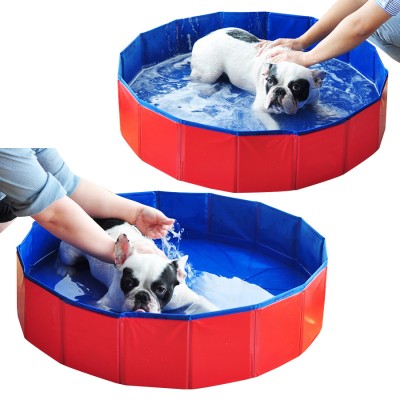 Hot sales 120 cm  red blue foldable pet  PVC bathing tub inflatable dog pools for large dogs